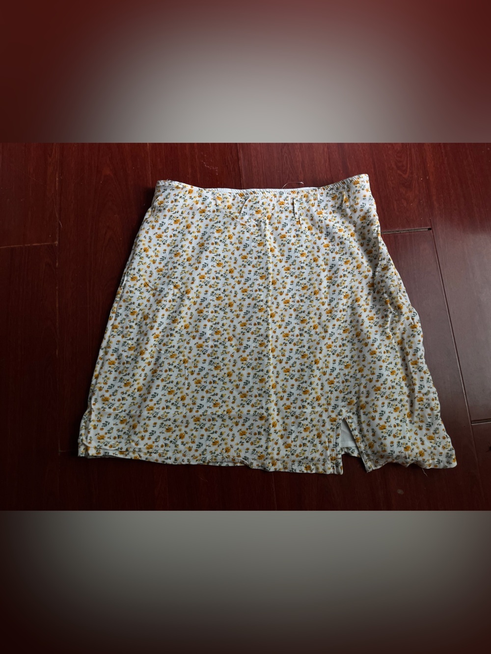 Hollister White Mini Skirt with Yellow & Green Floral Print